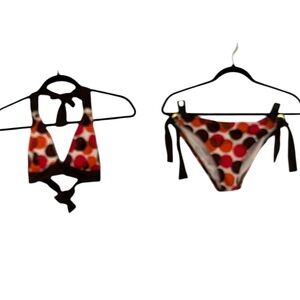 La Blanca White Multi Polka Dot Halter Tie Bikini Set Size 6